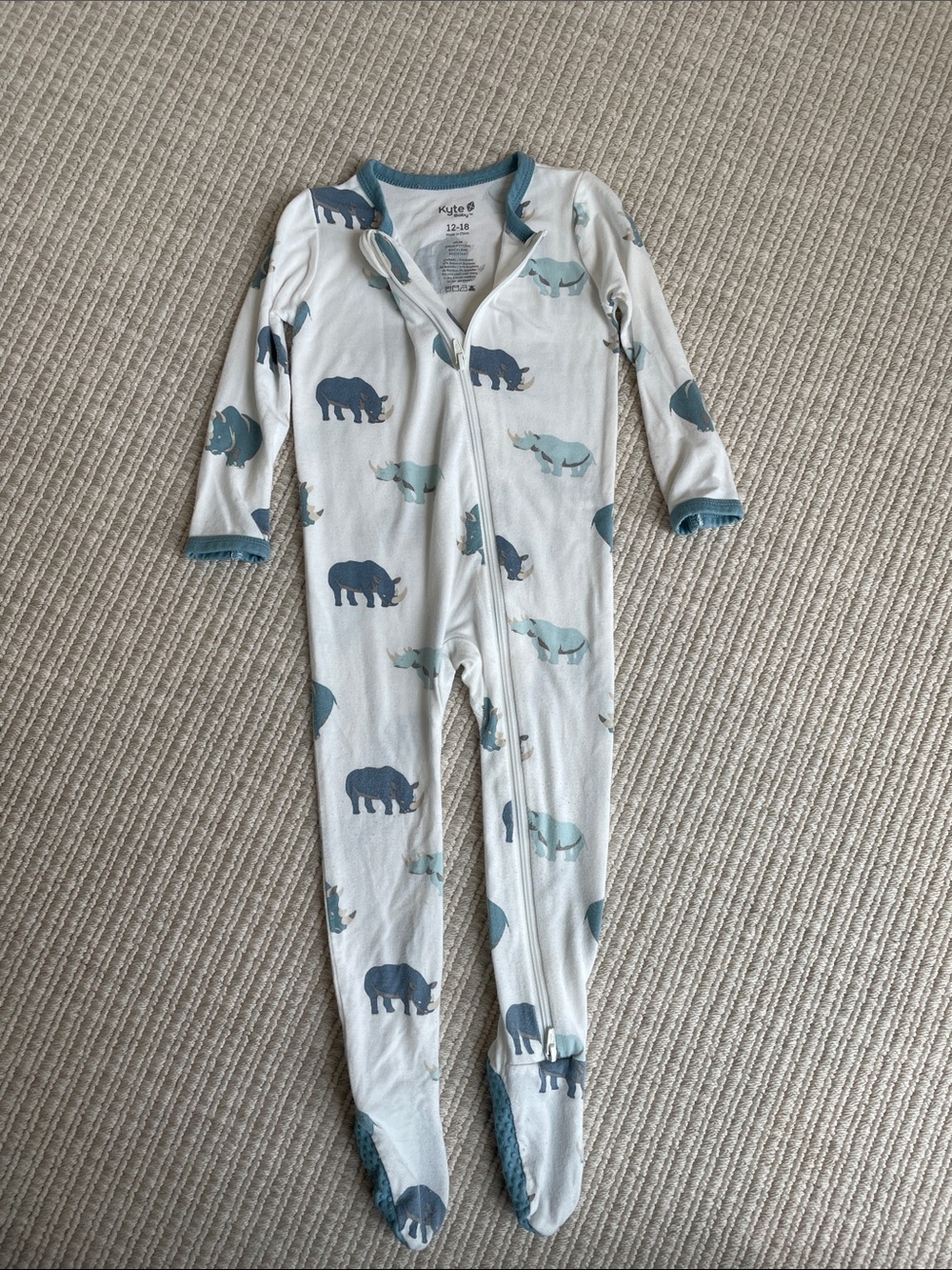 Kyte Baby Zippy - Rhino Dinosaur Footie Pajamas Baby 12-18M